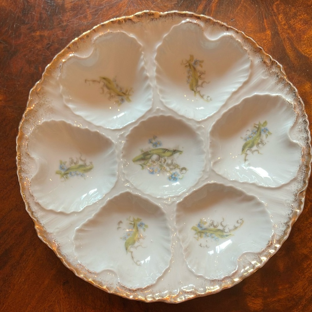 Antique Schmidt and Company (Austria) hand painted oyster plate-rare